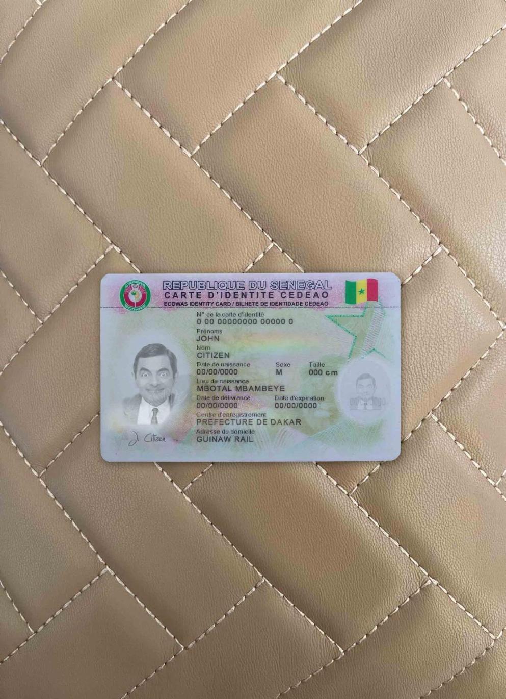 Blank Senegal ID photolook sample